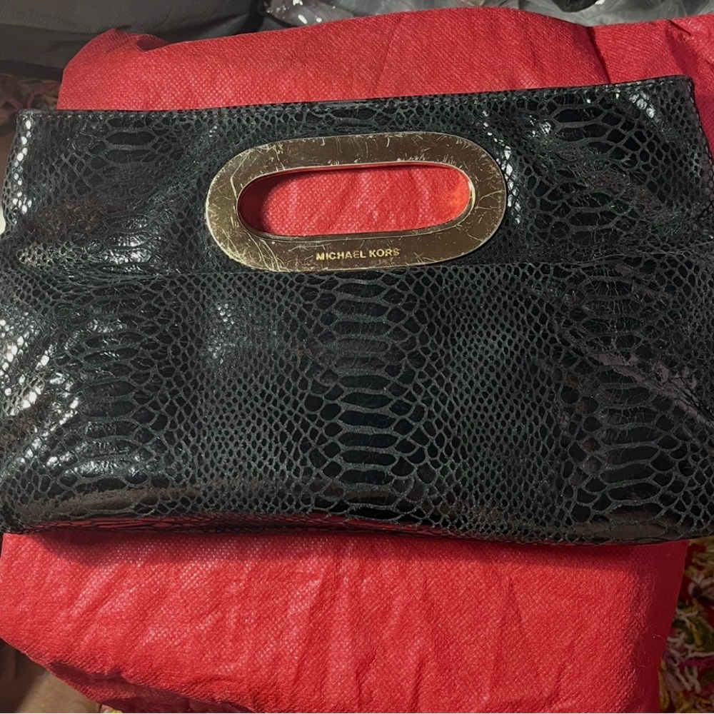 Michael Kors Black Snakeskin Wristlet